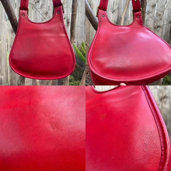 Stunning Vintage Coach Red Leather Crescent Bag, Brass Hardware Sold elsewhere - Picture 14 of 16